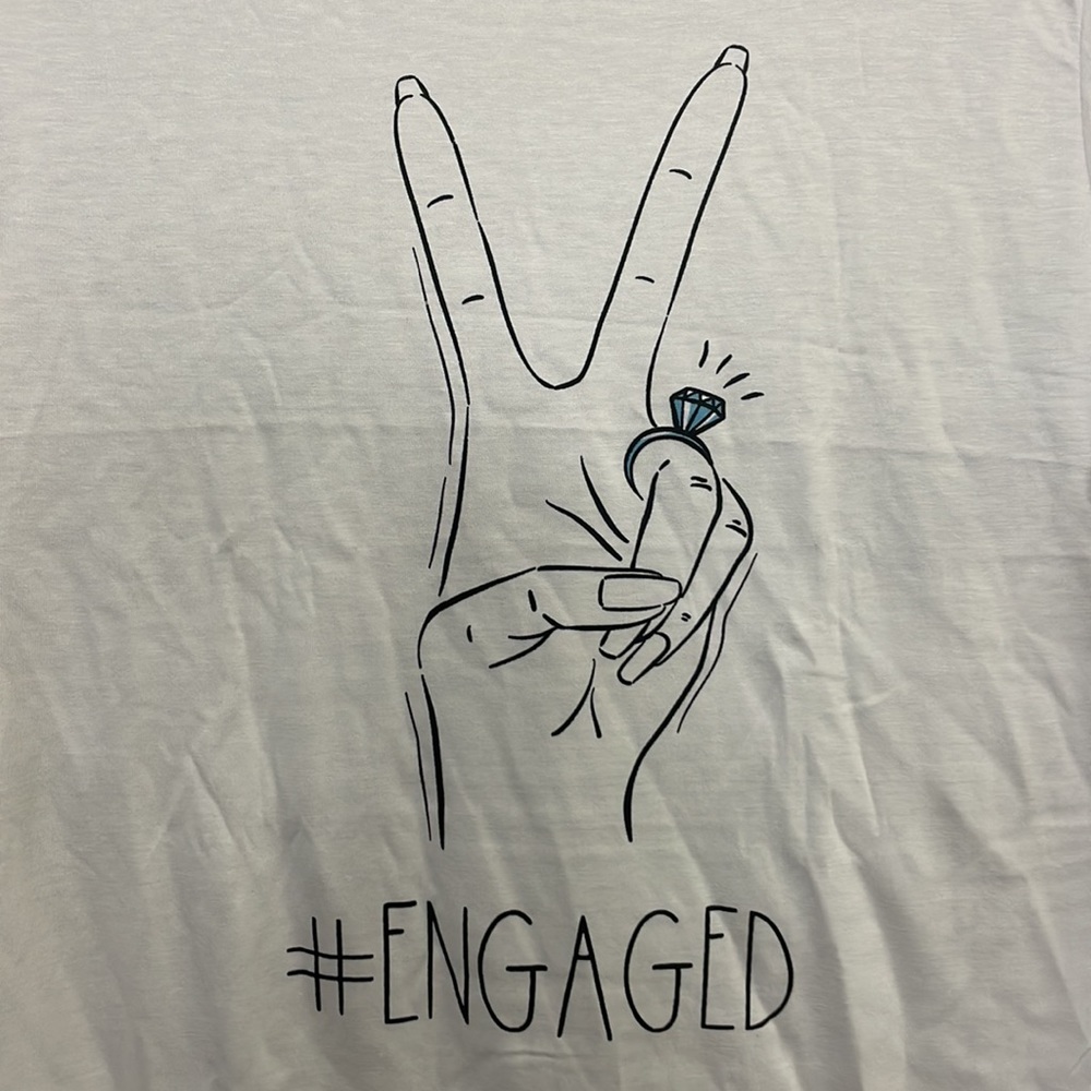 ENGAGED White T-shirt Size Large NWOT - Picture 3 of 7